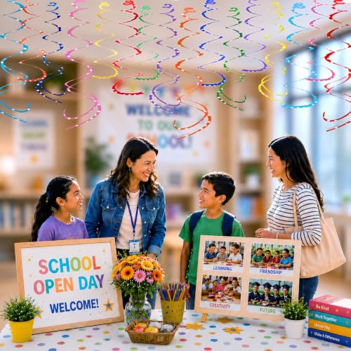 HonuGoGo 48-Pc Polka Dot Party Swirls - Bright Hanging Decorations for Kids' Birthdays & Events