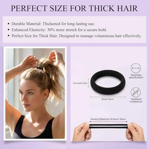Ayogost Black Hair Ties - 100PCS Seamless No Damage Elastic Ponytail Holders