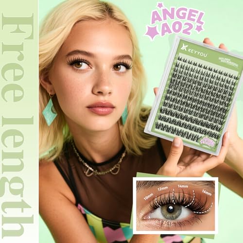 KEYYOU Angel A02 D Curl Lash Clusters – 8-18mm Natural Look