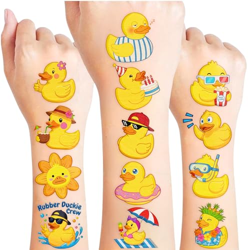 96-Pack Rubber Duck Temporary Tattoos for Kids & Pool Parties