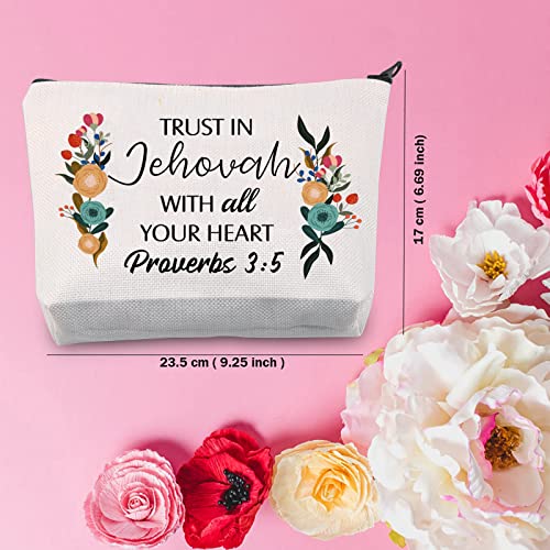 Proverbs 3:5 Cosmetic Toiletry Pouch for Women - Cute Zipper Bag