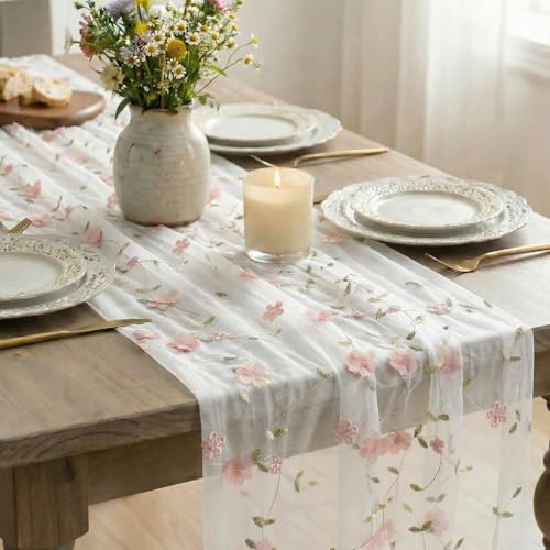 Artoid Mode Pink 3D Flower Table Runner - 28 x 120 Inch Polyester