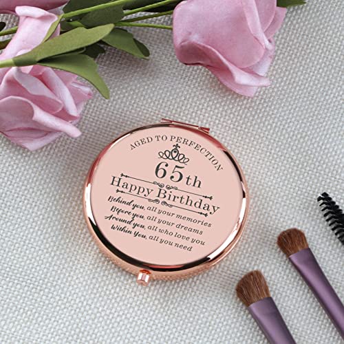65th Birthday Gift for Women - Rose Gold Compact Makeup Mirror