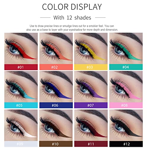 DekRion Long-lasting Waterproof Liquid Eyeliner - 12 Colors