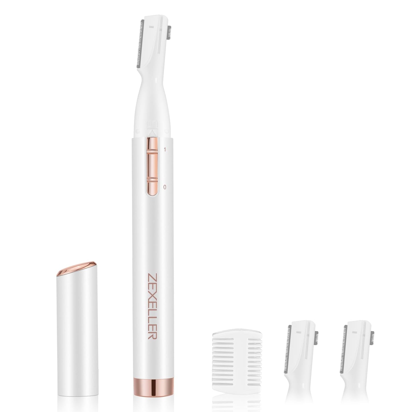 ZEXELLER Upgraded Eyebrow Trimmer, Precision Electric Razor for Women Men, Battery Operated Painless Facial Hair Remover with Adjustable Comb & Washable Blade (Face, Upper Lip, Chin, Neck)
