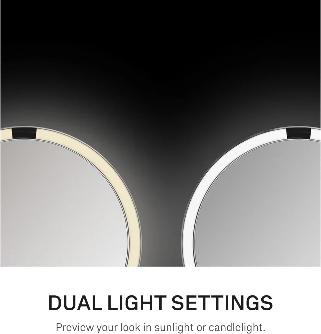 Simplehuman Sensor Mirror Trio - 1X 5X 10X Magnification | Round Rechargeable Makeup Mirror with Tru-Lux® Light and Adjustable Brightness - Matte Black Steel