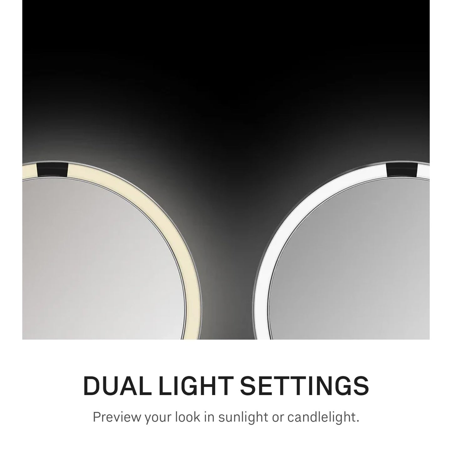 simplehuman Sensor Mirror Trio, 1X 5X 10X Magnification, Round Rechargeable Beauty Makeup Mirror, Tru-Lux® Full-Spectrum Light, Dual Light Settings, Adjustable Brightness, Matte Black Steel