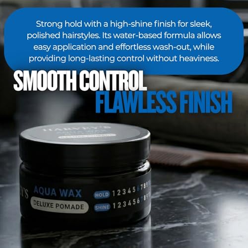 Harvey's Aqua Wax Deluxe Pomade 100g – Strong Hold, High Shine, Water-Based