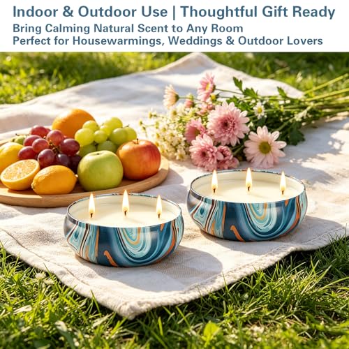Citronella Candles for Outdoor Use - 12oz 3-Wick Soy Wax, 2 Pack