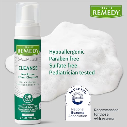 Medline Remedy No-Rinse Foam Cleanser - Gentle Skin Care, 8 oz
