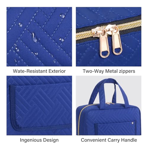 Blue Hanging Toiletry Bag for Women | Multi-Compartment Travel Organizer