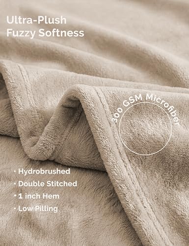 Casa Platino Ultra Soft Fleece Throw Blanket - 50x60 Inch Beige