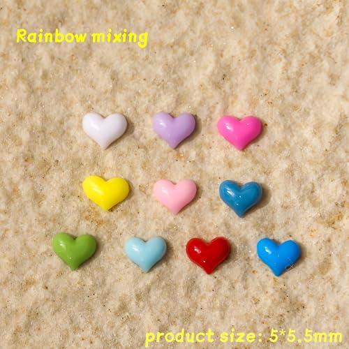 300Pcs 3D Heart Nail Charms - Colorful Rhinestone Nail Art Accessories