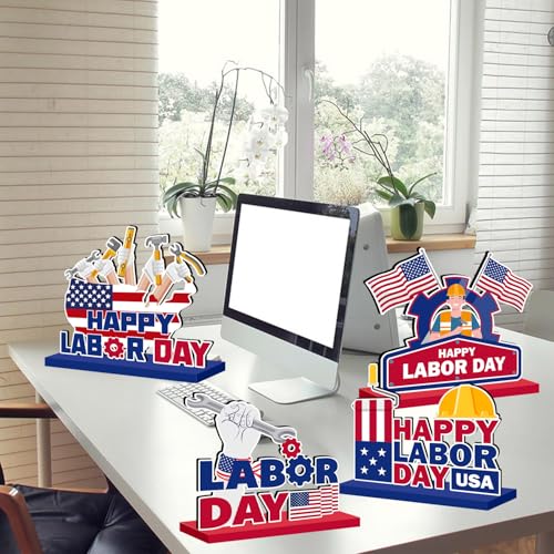 Labor Day Wooden Table Centerpieces - Patriotic Party Decorations