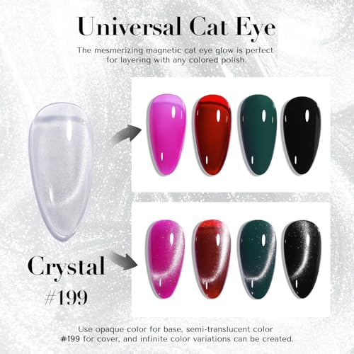 AzureBeauty C-Silver Cat Eye Magnetic Nail Polish Fast Dry Glitter Top Coat for Women Girls