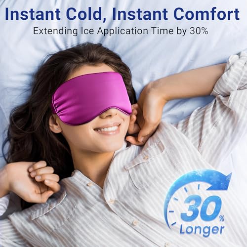 Cooling Eye Mask for Puffy Eyes: Fsa Eligible ltems Hsa, Migraines Headache Fast Relief After Surgery Care Cold Compress, Reusable Face Ice Pack Gel for Dark Circles, Gentle Weighted Sleep Mask Purple