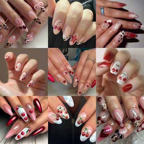 Cherry Nail Stickers Set - 4 Sheets Self-Adhesive Decals