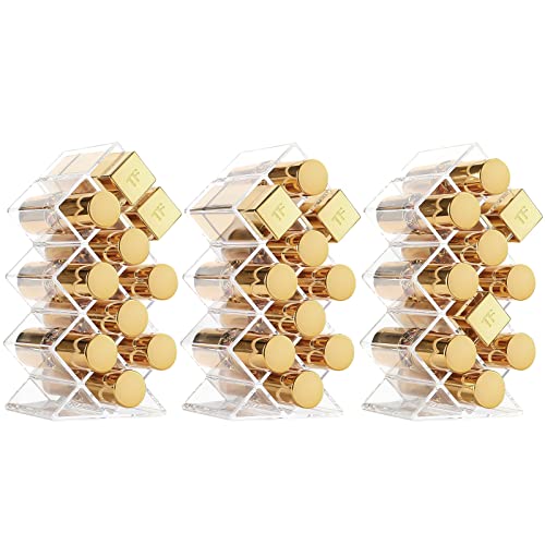 Lolalet 3-Pack Lipstick Organizer with 10 Slots Each, Clear Acrylic Stackable Fish Shape Display Stand for Cosmetics