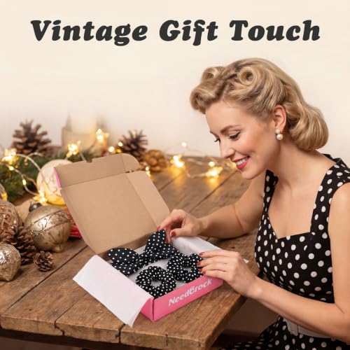 50s Polka Dot Headband & Hair Ties Set for Women - Retro Bow Pack of 3