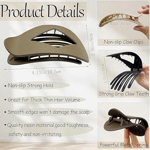 GANINMEETYI Variation A 8Pcs Matte No-Slip Flat Claw Hair Clips for Women