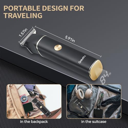 Gaurins Black Hair Trimmer for Men – Professional Beard Clipper with LCD Display