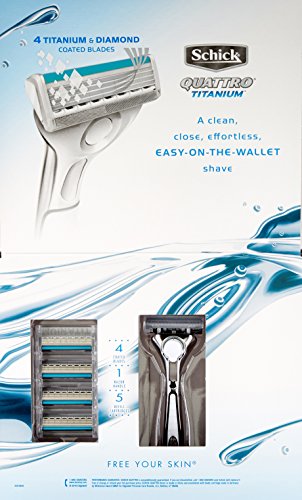Schick Titanium Shaving Starter Gift Set for Men with Razor + 5 Refills