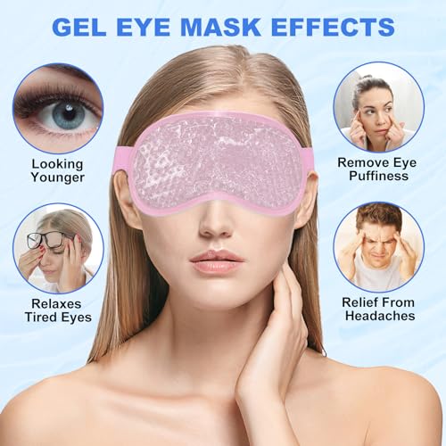 Candyfouse Reusable Cold Eye Mask - 2 Pack Blue & Pink for Puffiness Relief