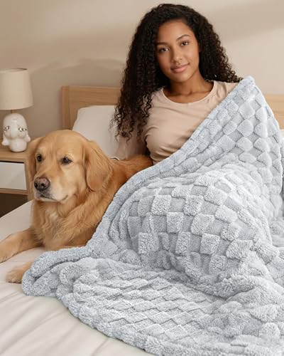 Utopia Bedding Checkered Fleece Throw Blanket - Cool Grey 50x60