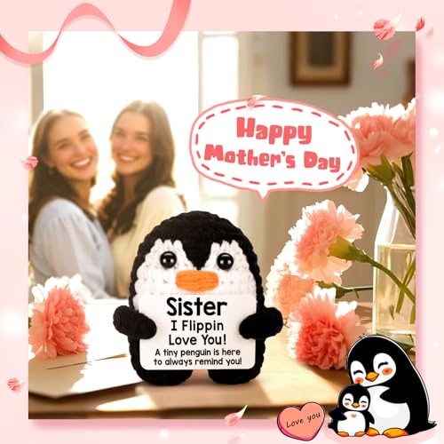 Handmade Crochet Penguin Gift for Sister - Funny Pocket Companion