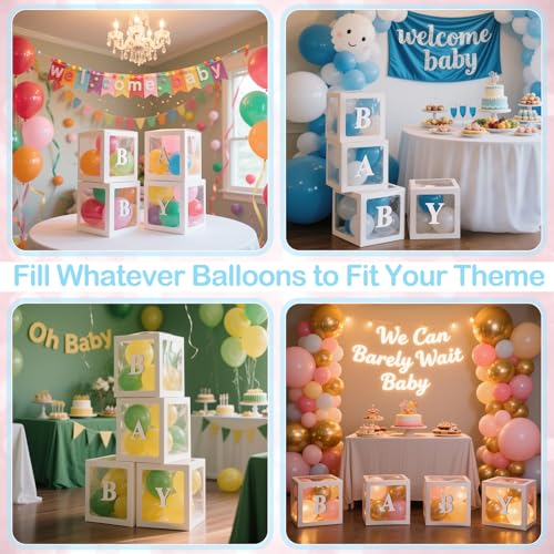Lovelite Baby Shower Balloon Boxes with Letters - 4 Transparent Decorations