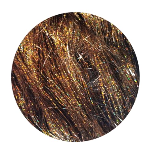 YUKAYULA 44 Inch Brown Glitter Hair Tinsel Extensions for Women & Kids - Sparkling Fairy Hair Accessories, 8 Pcs