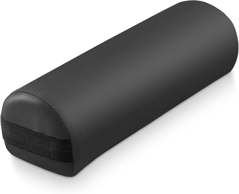 Jumbo Round Massage Table Bolster Pillow Pad - 26 x 9 x 6.25 Inch - Black Comfort & Support