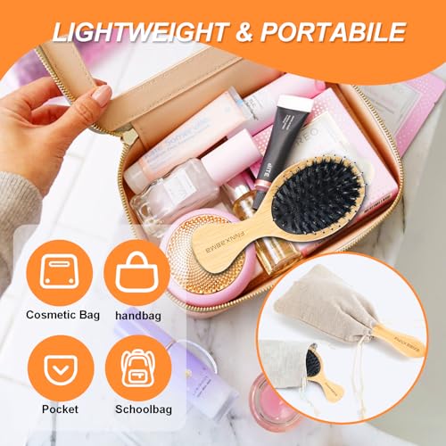 Boar & Nylon Bristle Hair Brush Set for All Hair Types - Detangles & Smoothes