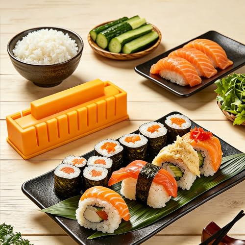 3-in-1 Sushi Maker Kit with Mold, Chopsticks & Spoon for DIY Sushi