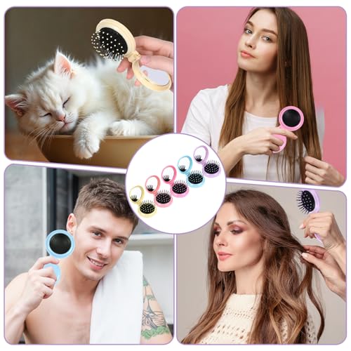20-Pack Mini Folding Hair Brush with Mirror - 2-in-1 Travel Comb Set