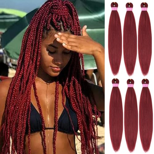 AFNOTE 26 Inch Red Pre Stretched Braiding Hair Extensions for Women