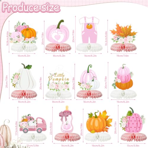 12 PCS Pumpkin Honeycomb Centerpieces for Baby Shower Decor