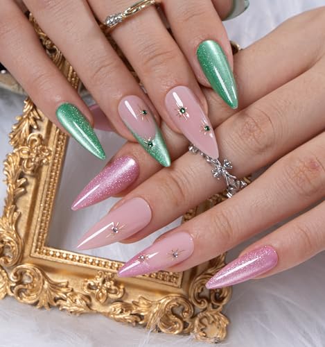 CurvLife Long Almond Press On Nails - Enchanted Duo Soft Gel