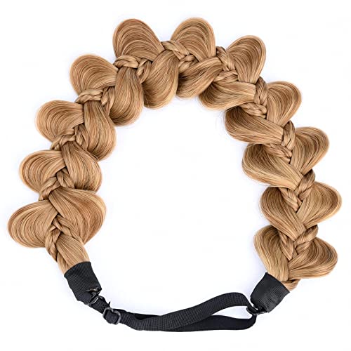 DIGUAN 5-Strand Braided Headband, Synthetic Plaited Hairpiece - Caramel Brown