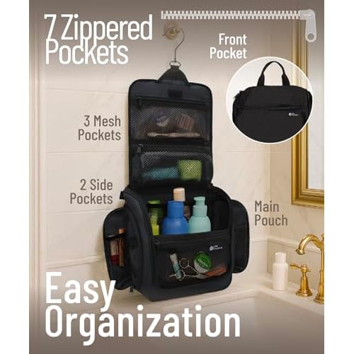D&D Wanderlust D&D Hanging Travel Toiletry Bag for Men and Women ? Cosmetics, Makeup and Toiletries Organizer Kit with 10 Compartments