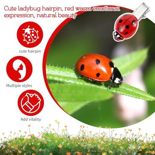 10 Cute Ladybug Hair Clips - Fun Red Insect Barrettes for Girls