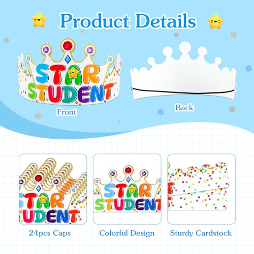 D4DREAM 24pcs Adjustable Paper Crowns Craft Kits for Kids