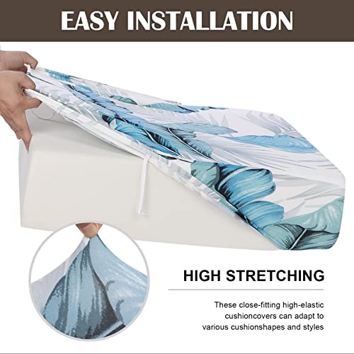 Stretch Printed Sofa Cushion Covers - Leaf Pattern, Small Size