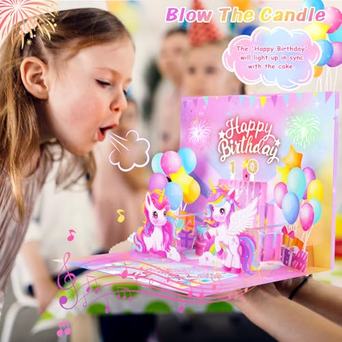 3D Unicorn Birthday Card with Music & Light - DIY Age Stickers