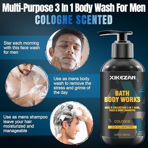 XIKEZAN Men's Grooming Gift Set - 3-in-1 Body Wash, Face Wash & Deodorant