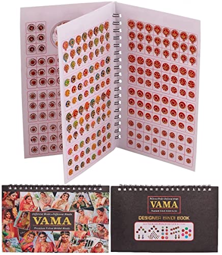VAMA Stone Bindi Book - 372 Multicolour Rhinestone Bridal Spiral Bindis