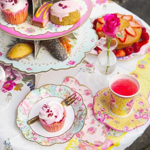 Talking Tables Vintage Floral Paper Plates - Pack of 24, 7 Inch