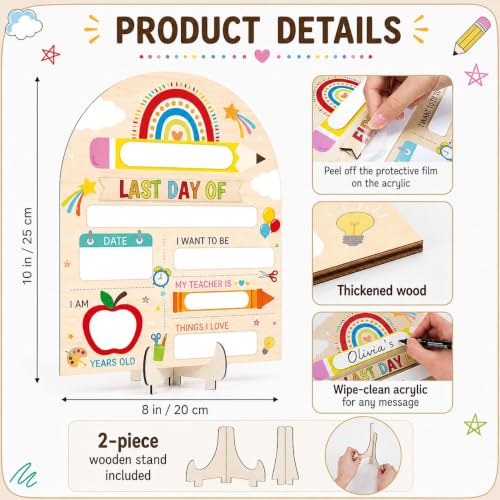 First Day of School Sign - Reusable Wooden Chalkboard Photo Prop