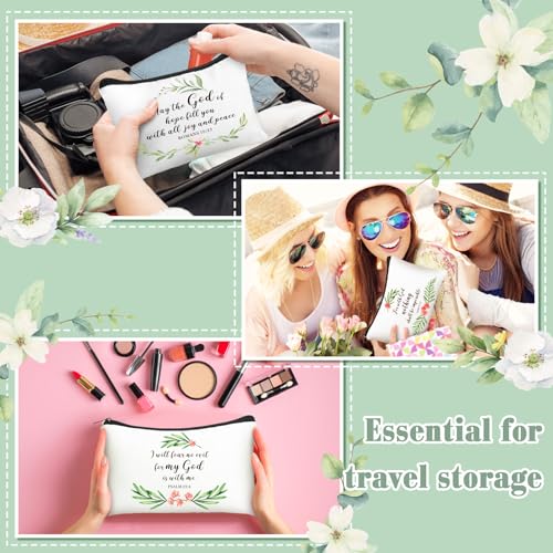Inspirational Canvas Cosmetic Bags, 10 Pack Religious Makeup Pouch Gifts