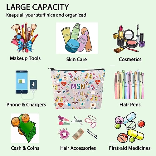 MSN Nurse Life Makeup Bag | Multi-Function Zipper Pouch for Graduation Gifts